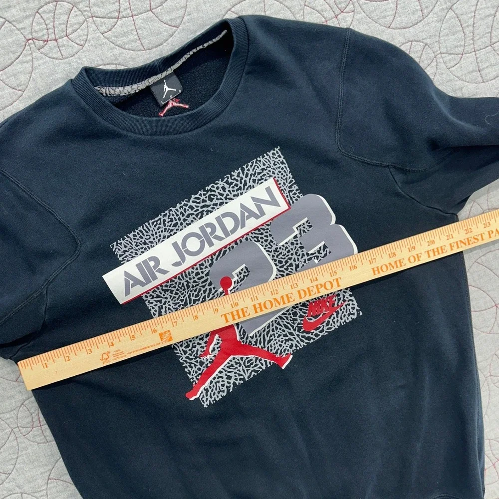 Jordan Sweatshirt Black Retro 3 Cement Elephant Print / Mens Large